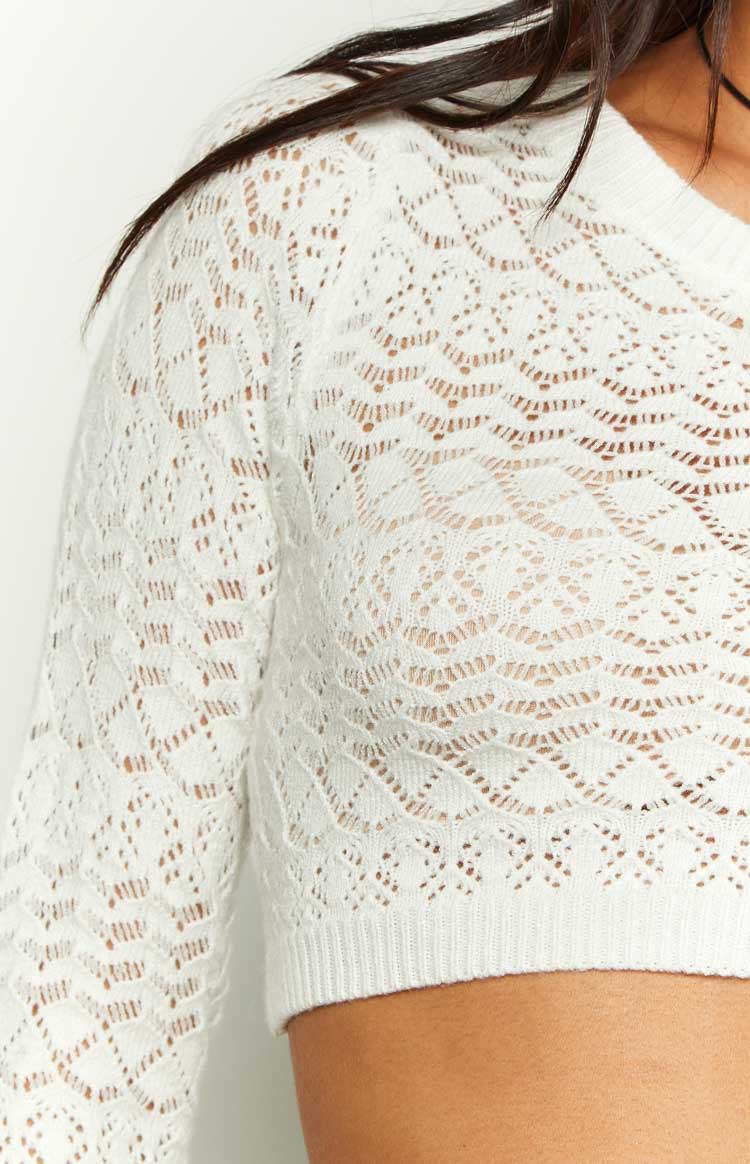 Lorri Knit Ruffle Top | White