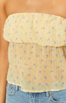Lou Lou Floral Strapless Top | Yellow
