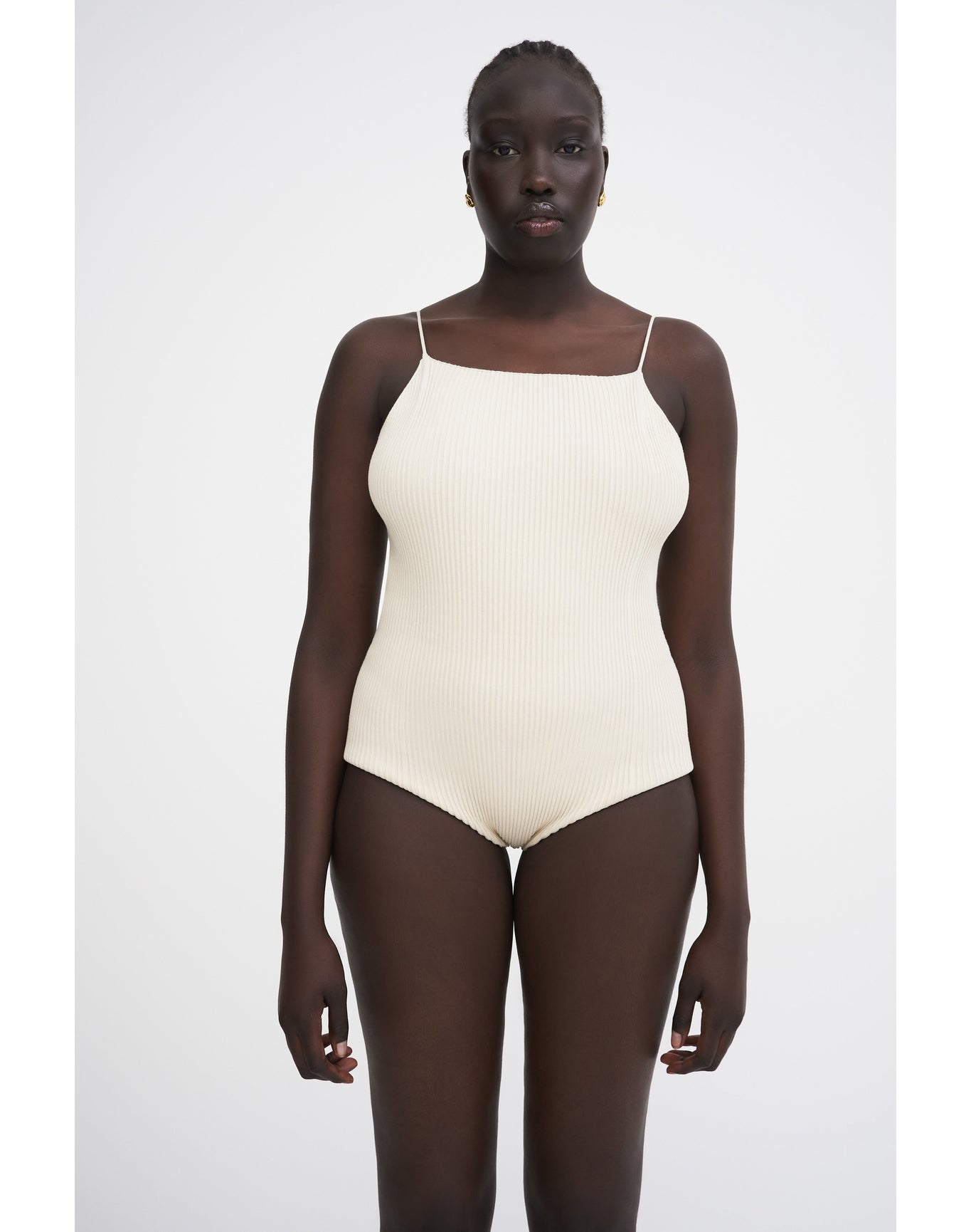 Lourde Eco Stretch | Ribbed-Knit Cami Body | Cream