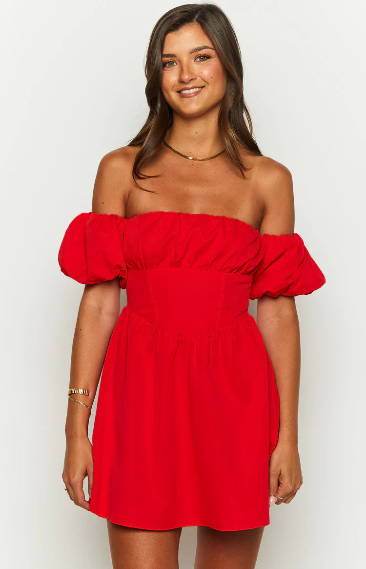 Love Lost Off The Shoulder Mini Dress | Red