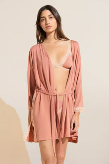 Model wears Flora TENCELâ„¢ Modal Thong in Pink Rouge/Rose.