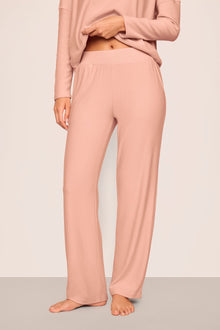 Model wearing softest sweats Straight leg Pant in Velvet Pink
