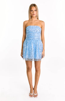 Luke Sequin Strapless Party Mini Dress | Blue