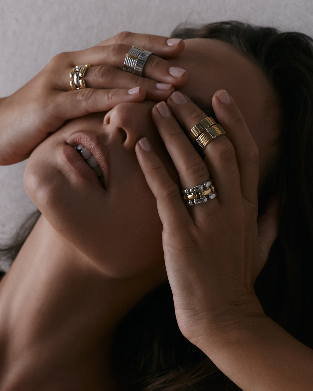 The Luna Bezel Ring Set | Set of 2 Rings | Silver/Gold