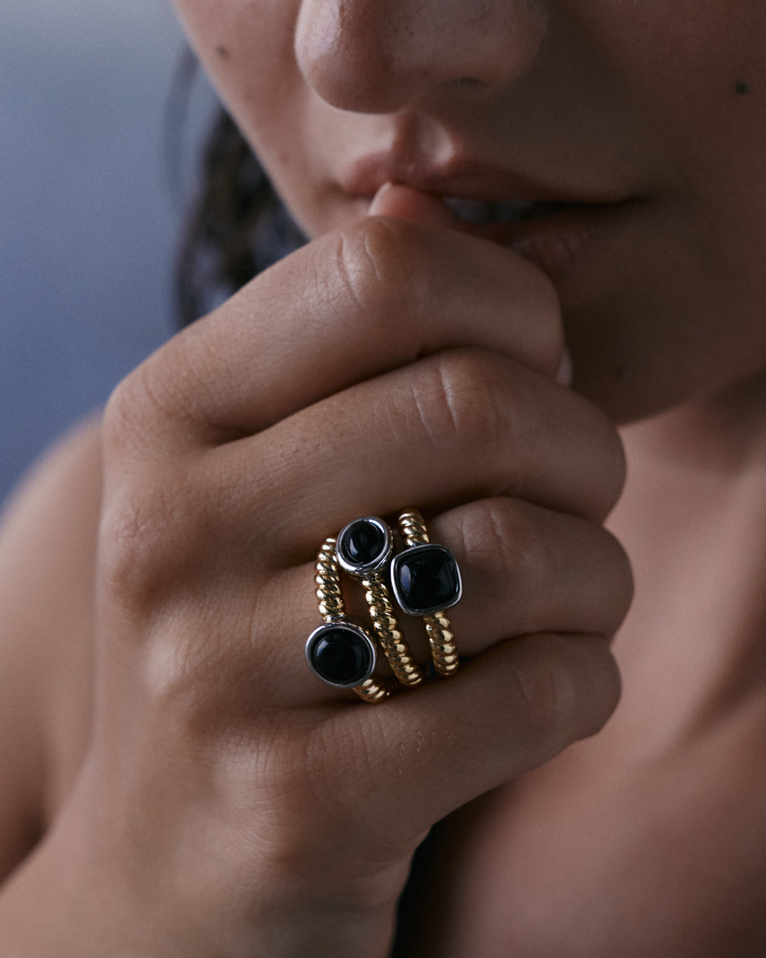 The Midnight Mesa Ring Set | Set of 3 Rings | Silver/Gold