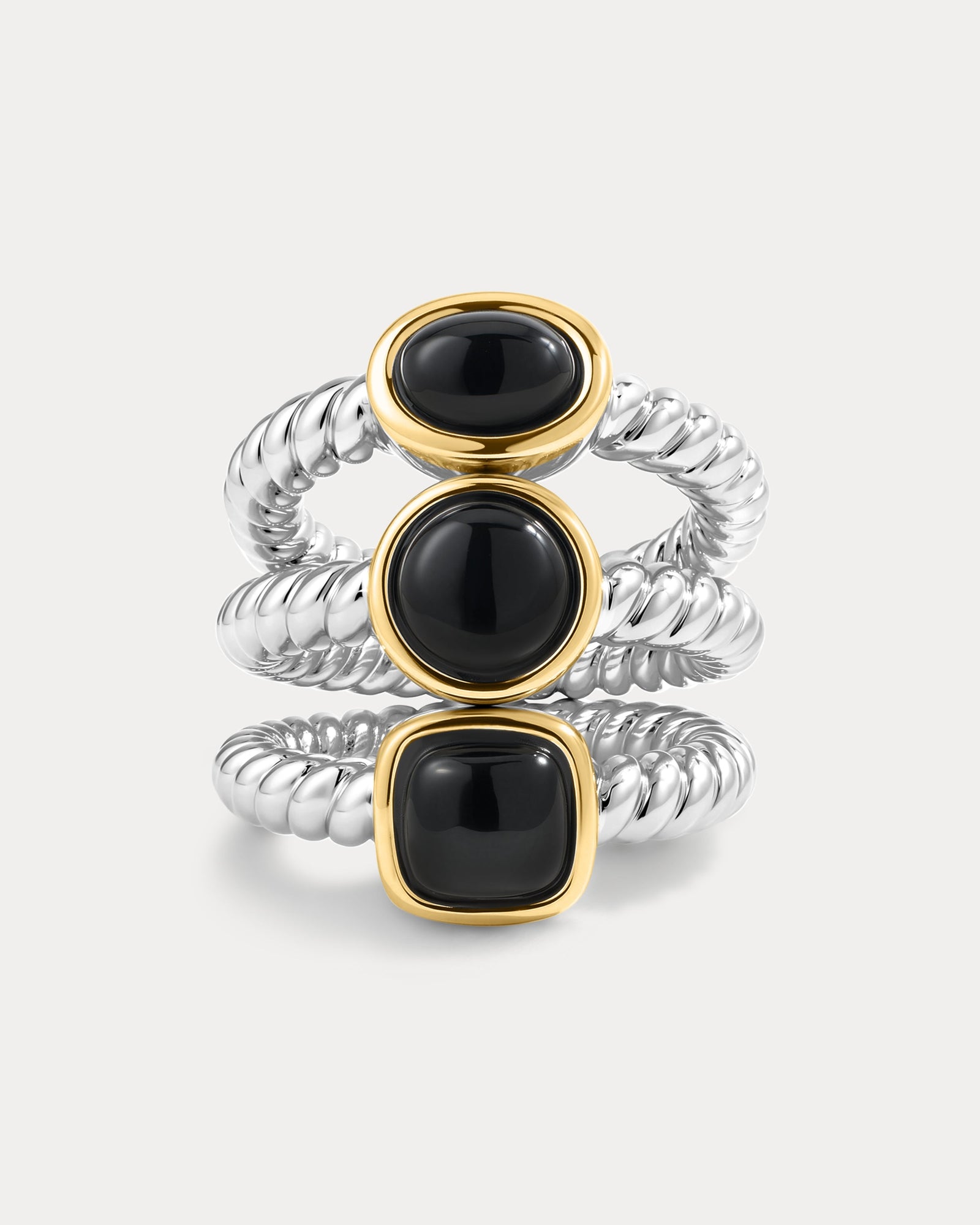 The Midnight Mesa Ring Set | Set of 3 Rings | Silver/Gold