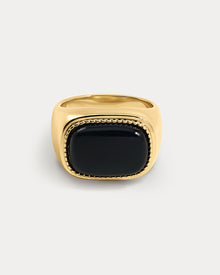 The Midnight Mesa Signet Ring | Black Agate | Gold