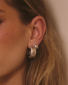 The Pave Georgia Ridged Hoops | Cubic Zirconia | Silver