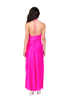 High Slit Deep V Halter Maxi | Hot Fuschia