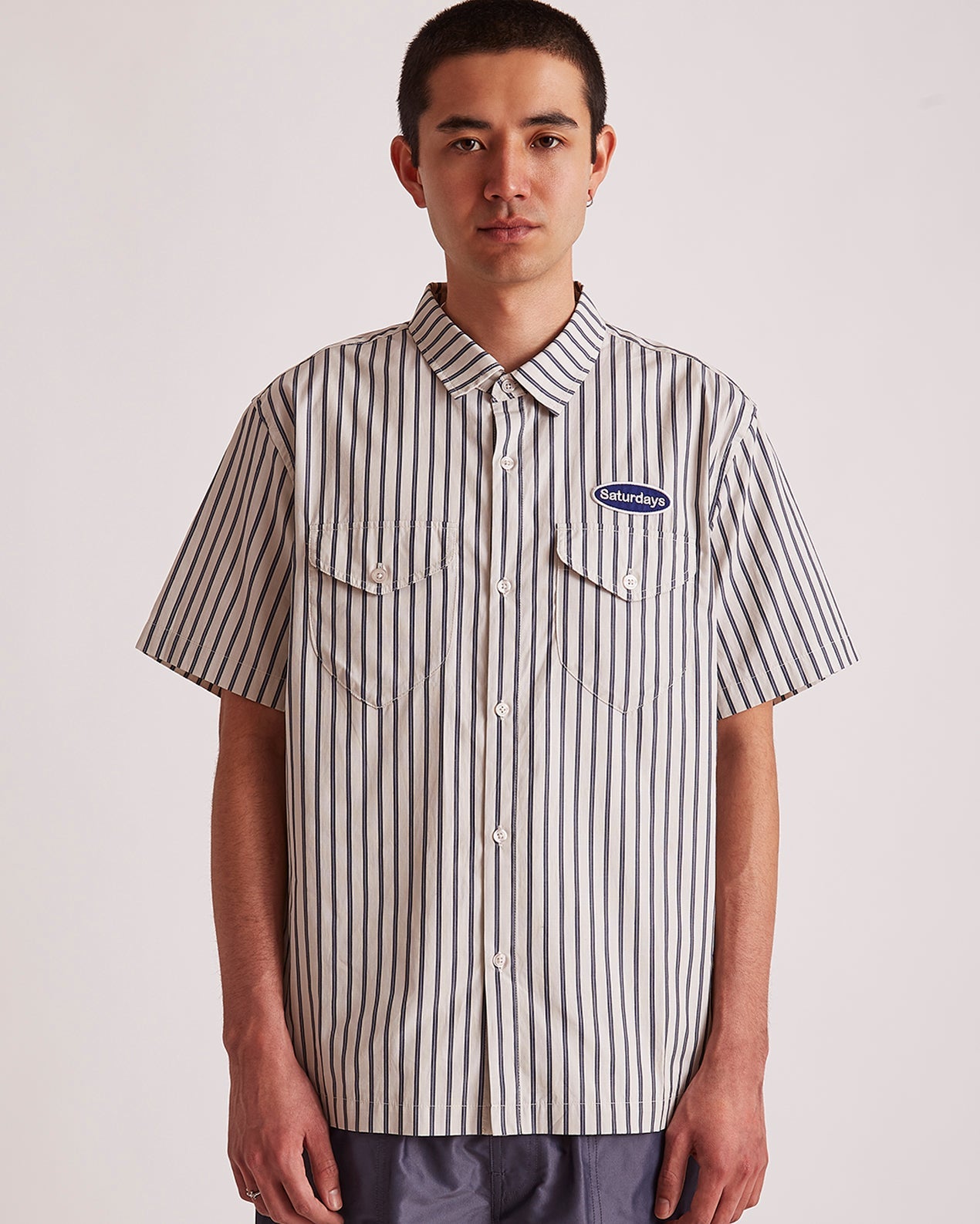 Ivory | Bruce Striped Work Shirt