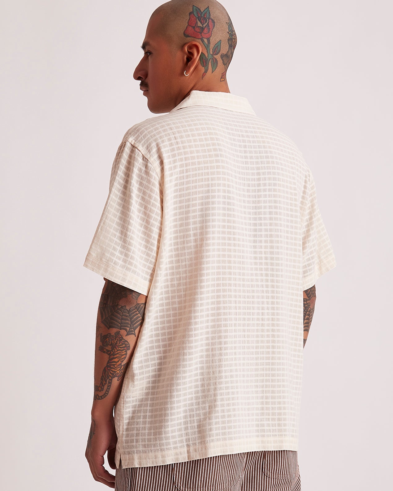 Antique White | Canty Sheer Check SS Shirt