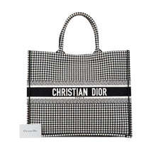 Dior | Pre-Owned Large Canvas Houndstooth Embroidered Book Tote - II | Black