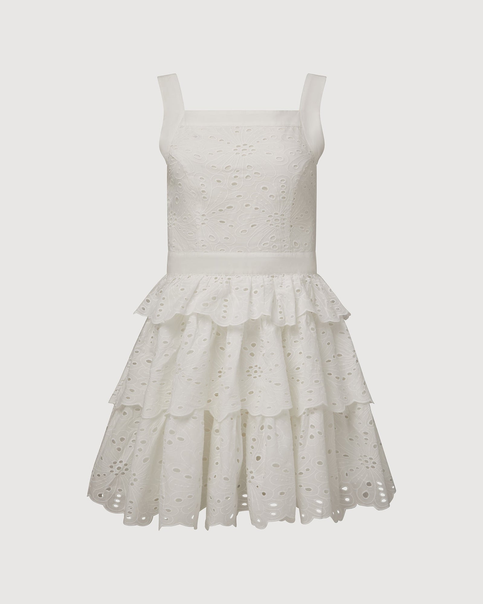 Eyelet Tiered Mini Dress | Classic White