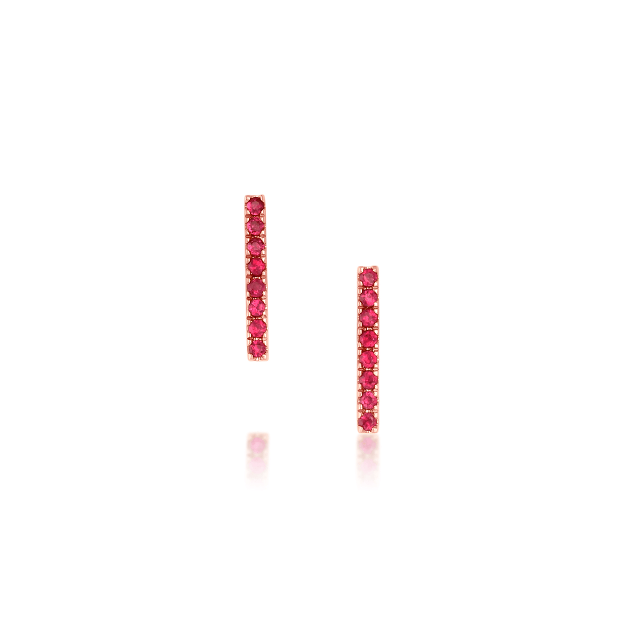 Women | Ruby Pavé Bar Studs | 14k Rose Gold