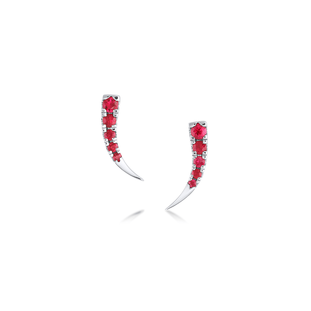 Women | Ruby Ear Crawlers | 14k White Gold