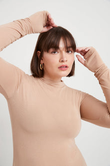 Liana Mock Turtleneck | Light Beige