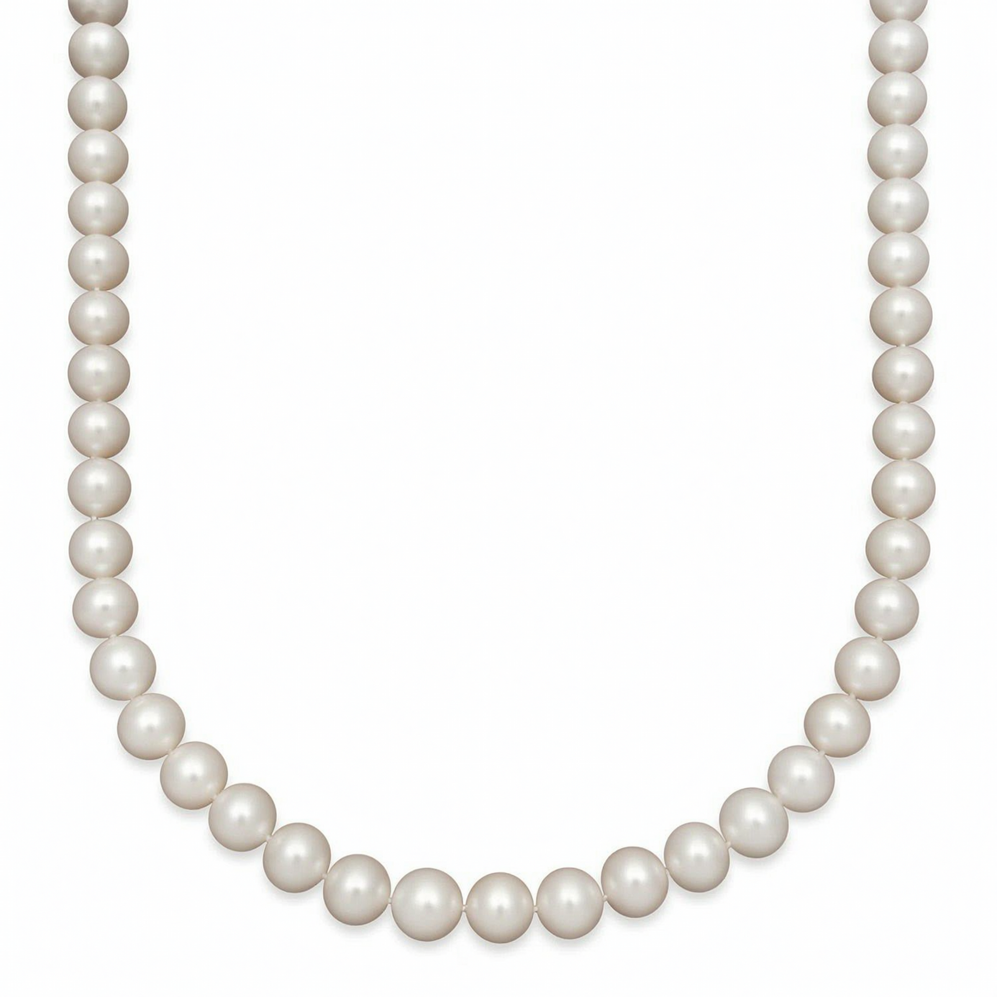 AAA Quality Round Strand Necklace | 14K Yellow Gold | White Freshwater Pearl10mm - 11mm