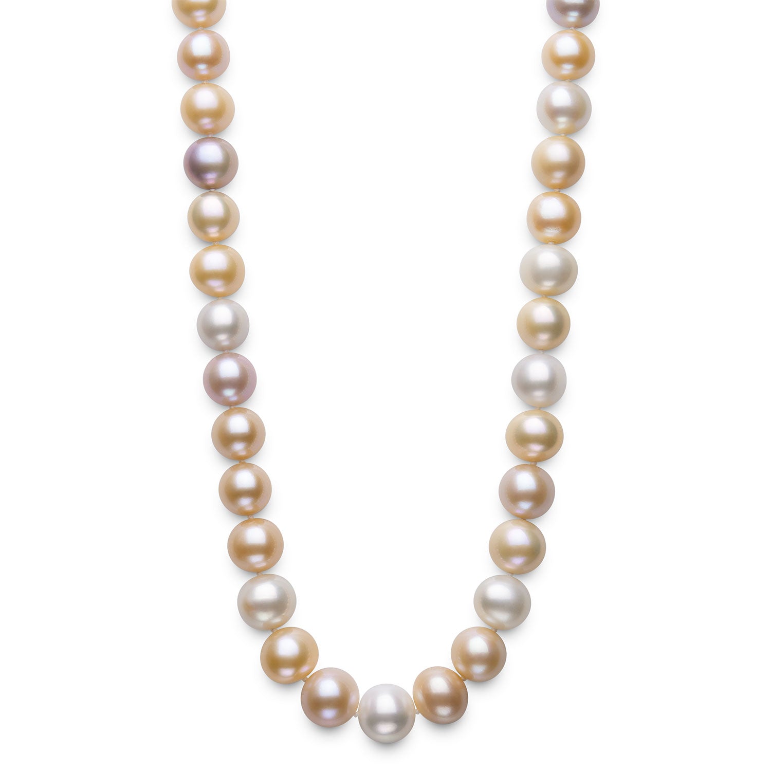 Round Strand Necklace | 14K Yellow Gold | Multicolor Freshwater Pearl11mm - 13mm