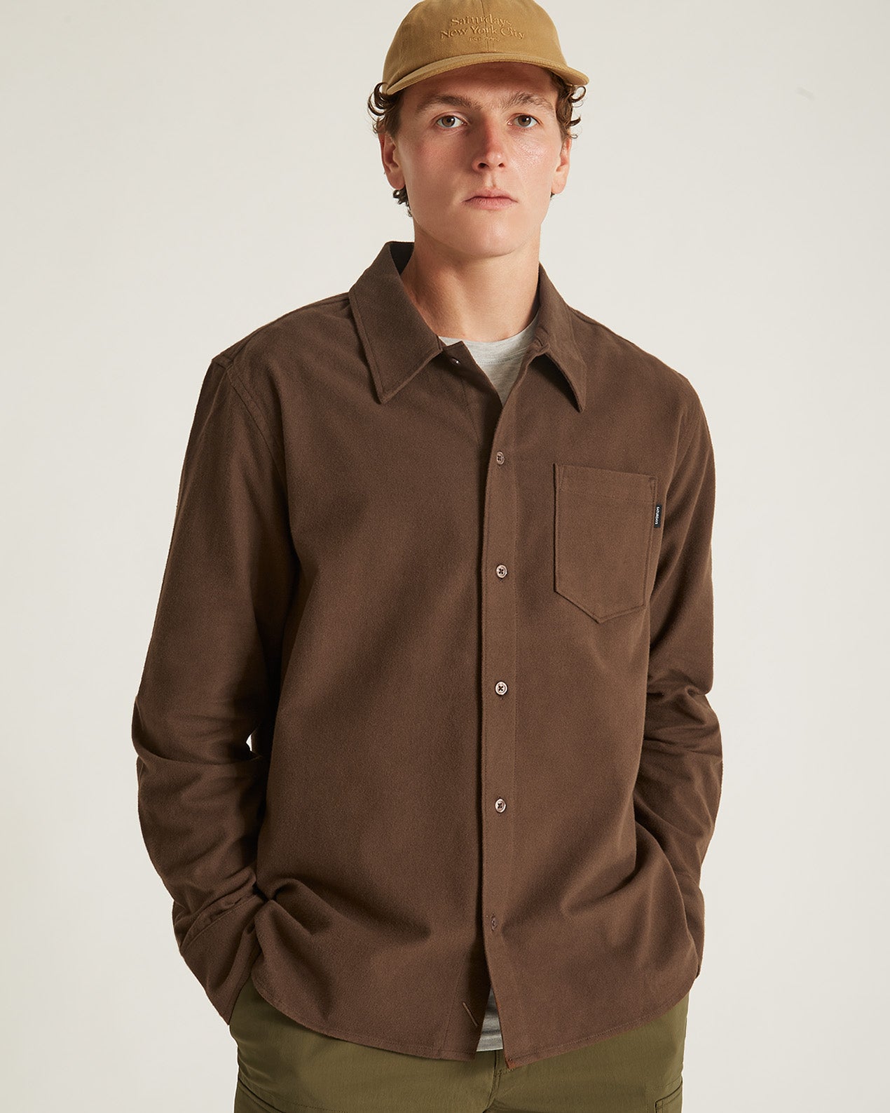 Coffee Bean | Broome Flannel Long Sleeve Shirt