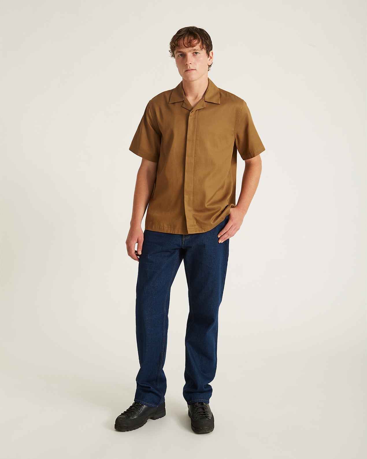 Camel | York Camp Collar Short Sleeve Shirt