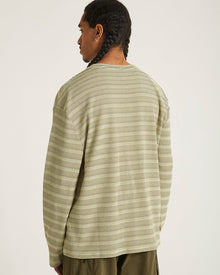 French Vanilla | Striped Waffle Relaxed LS Tee