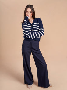 Mini Marin Cardigan | Navy x Cream