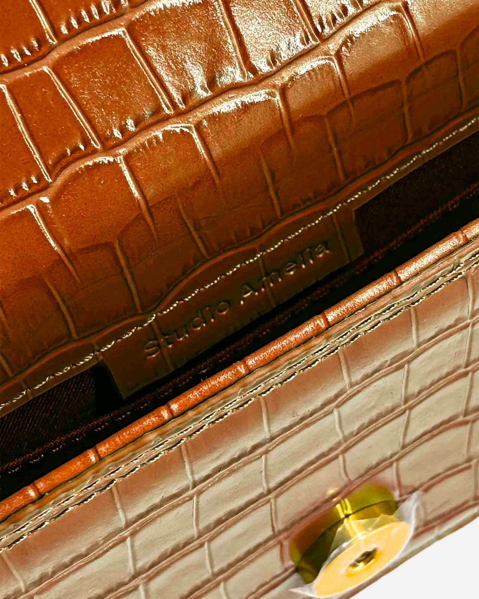 Audrey Mini Clutch | Tan Crocodile