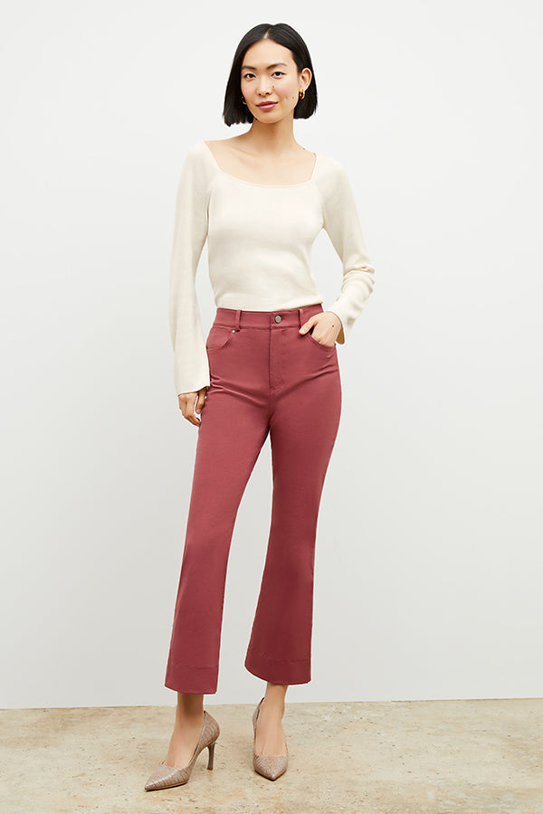 Front image of a woman wearing the Joya Top in Cream | Exclude