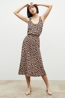 Front image of a woman wearing the vicky tank in sahara print | Grid | Exclude