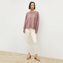 Front image of a woman wearing the Sammataro Jean in Tusk
