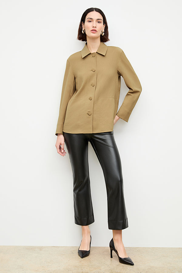 front image of a woman wearing the avelyn jacket in macaroon | Exclude
