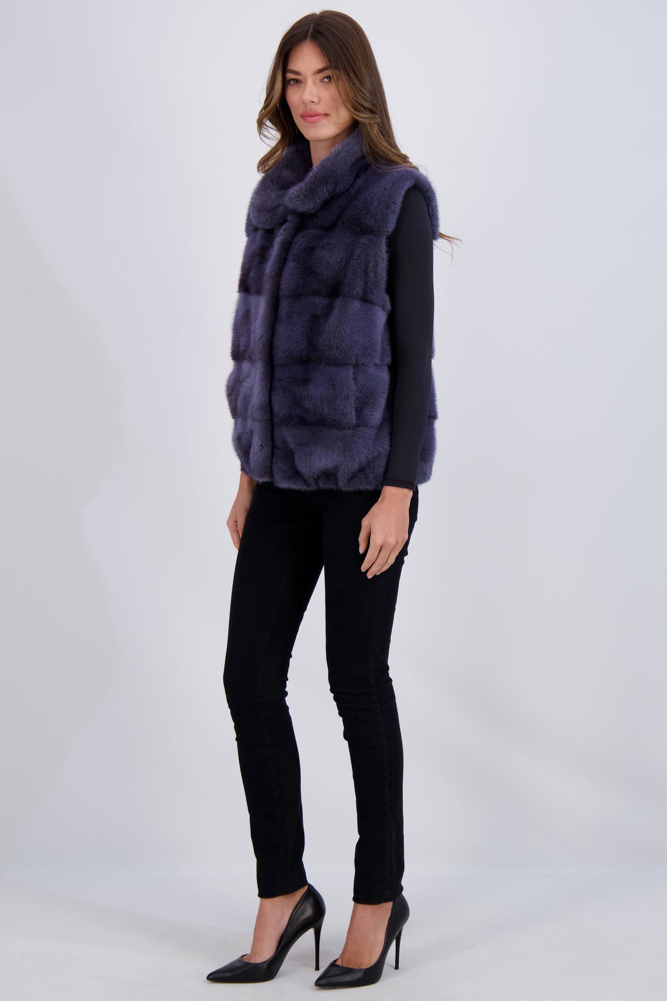 Mink Vest | Women | Blue Gray Cross