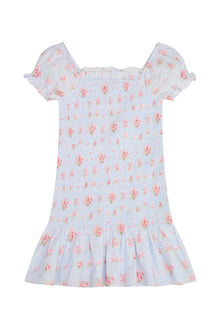 Girls Mosa Cotton Floral Dress | Skylight  Blue