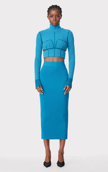 Mixed Rib Midi Skirt | Teal