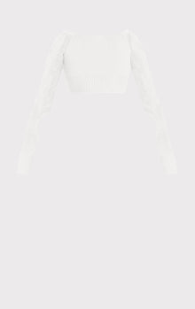 Mixed Rib Pointelle Top | Alabaster