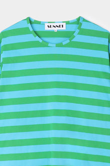 Classic Long Sleeve T-Shirt | Men | Azure x Green Stripes