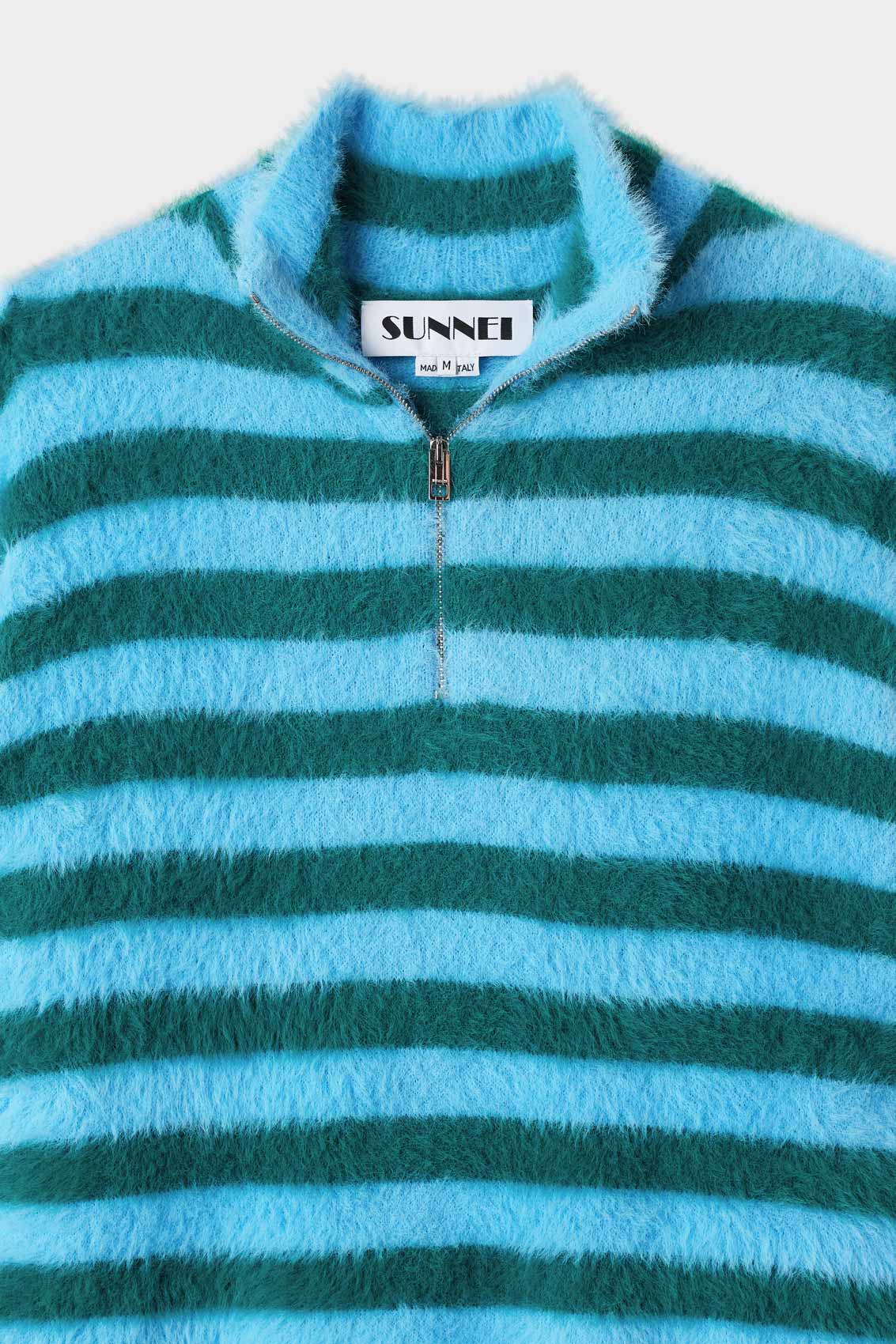 Stregatto High Neck Long Sleeve | Men | Azure x Green Stripes