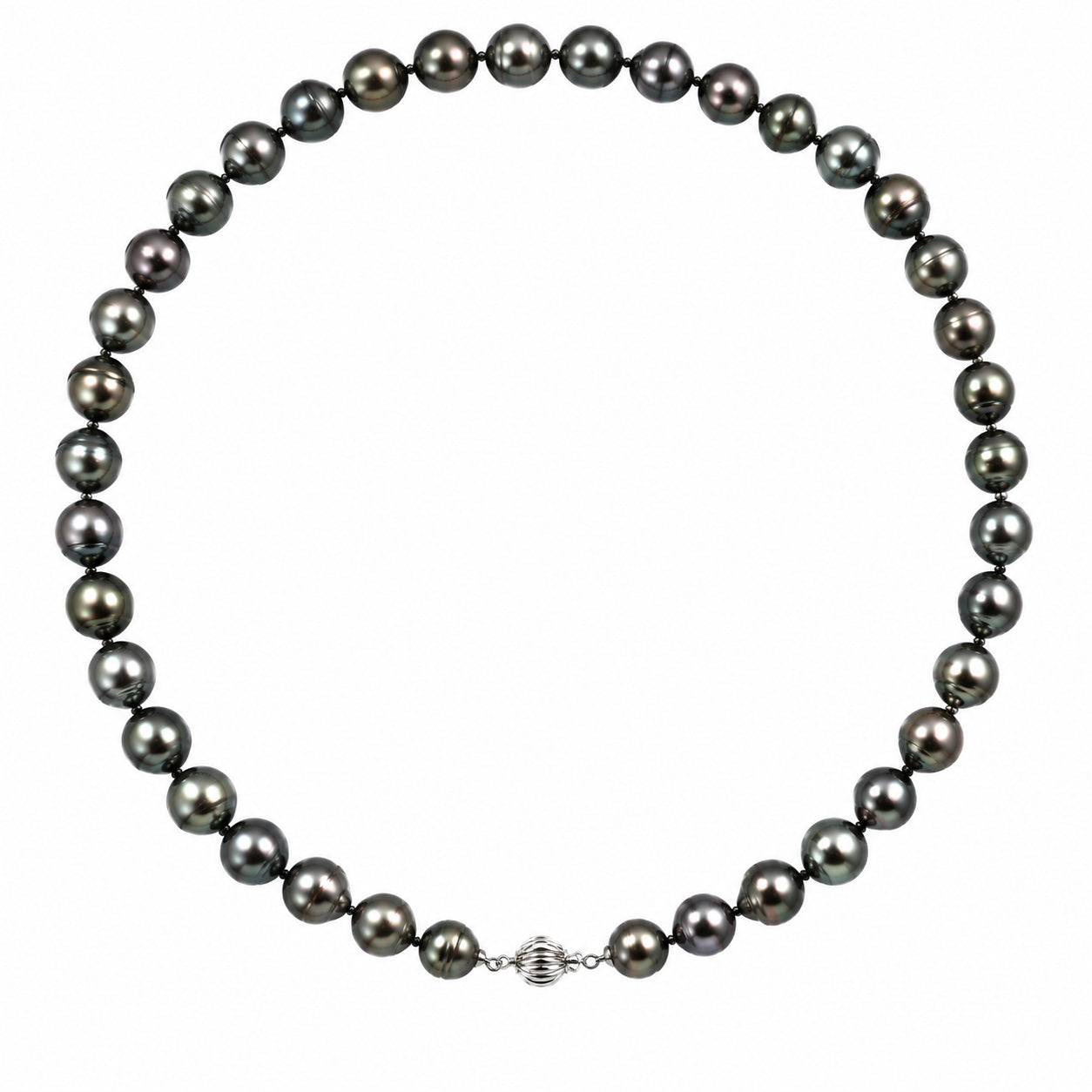 Round Strand Necklace | 14K Yellow Gold | Black Tahitian Pearl