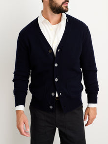 Men | Ellsworth Reverse Seam Cardigan | Merino Wool Navy