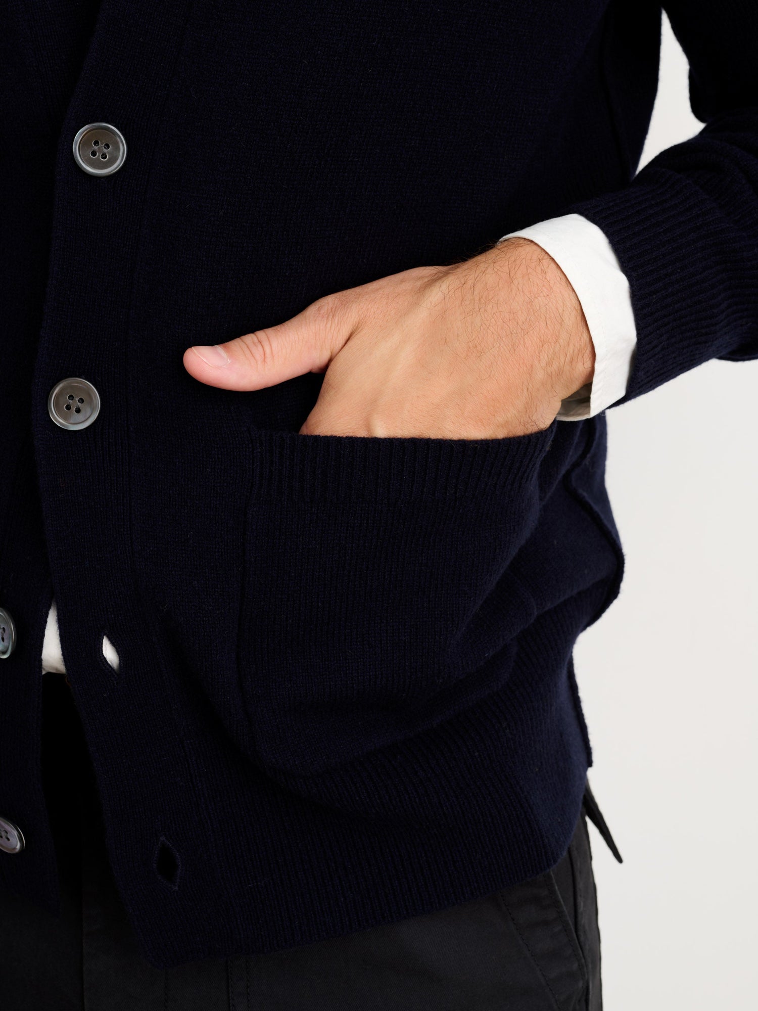Men | Ellsworth Reverse Seam Cardigan | Merino Wool Navy