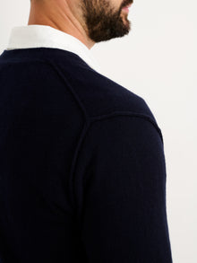 Men | Ellsworth Reverse Seam Cardigan | Merino Wool Navy