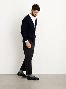 Men | Ellsworth Reverse Seam Cardigan | Merino Wool Navy