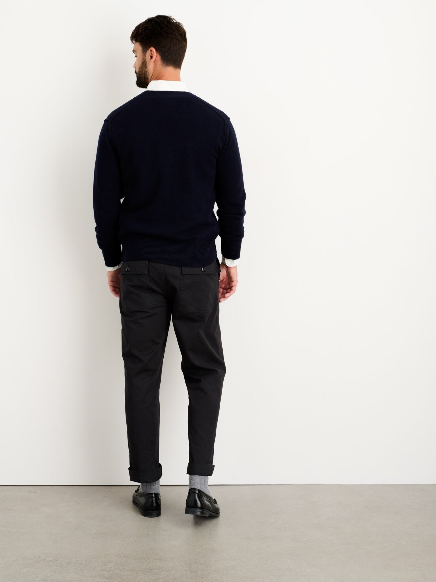 Men | Ellsworth Reverse Seam Cardigan | Merino Wool Navy