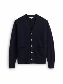 Men | Ellsworth Reverse Seam Cardigan | Merino Wool Navy