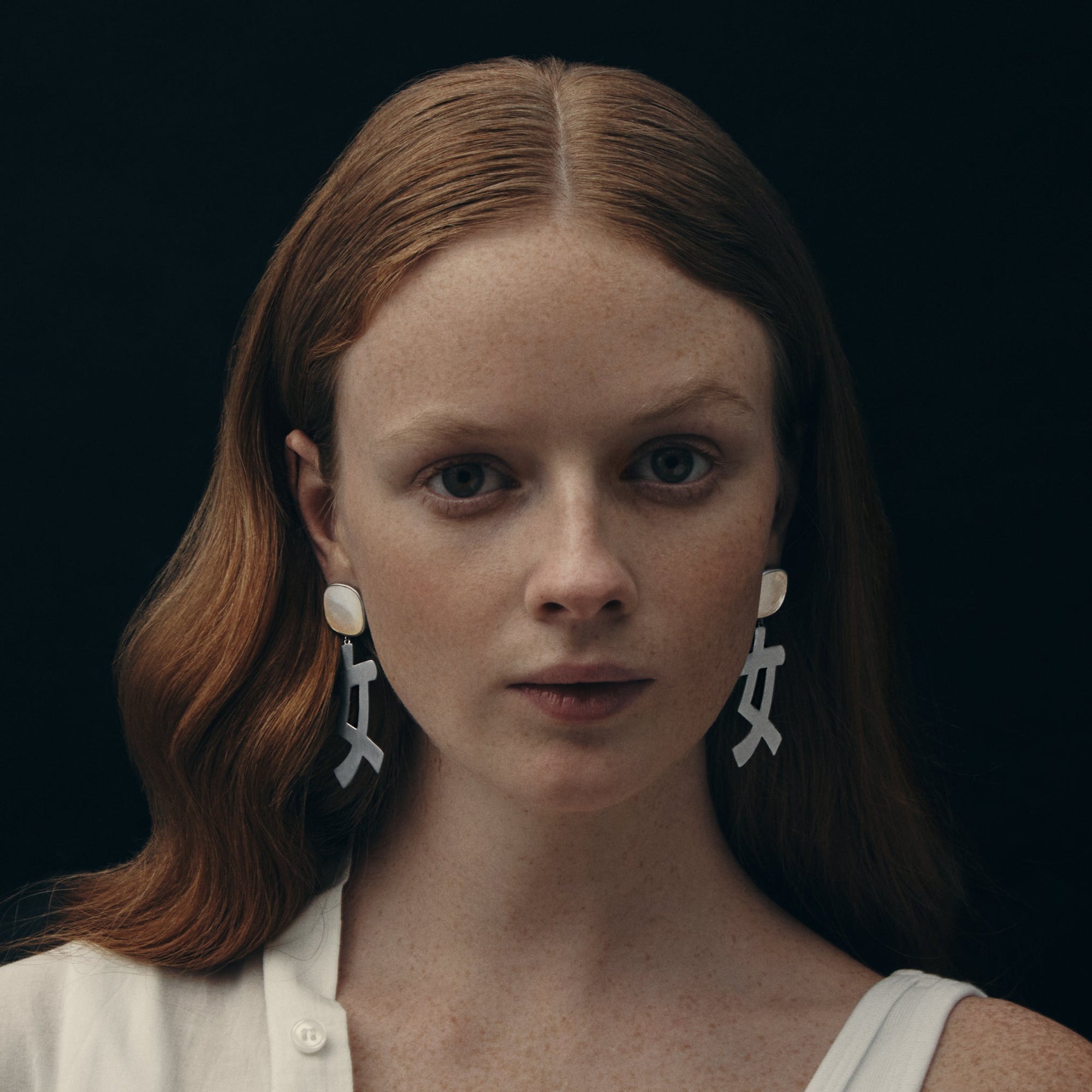 Nuren Earrings | Silver | Mother of Pearl