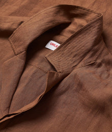 Maitan Relaxed Fit Capri Collar Linen Shirt Woven | Cinnamon Coffee