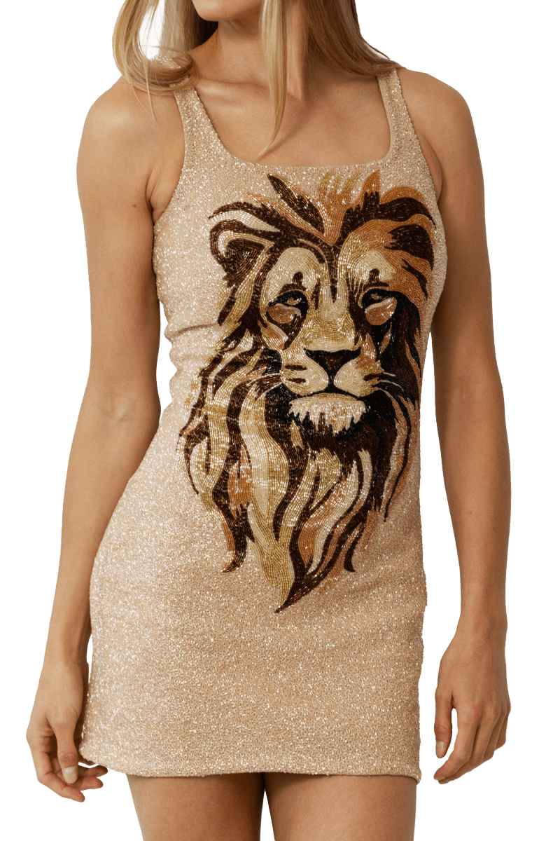 Majesty Hand - Beaded Embellished Mini Dress - Self - Adore