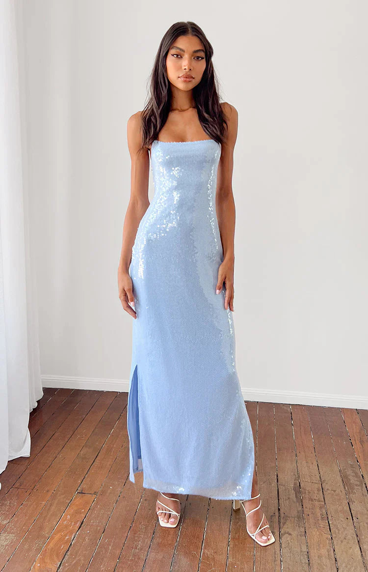 Sequin Slip Maxi Formal Dress | Manhattan Blue