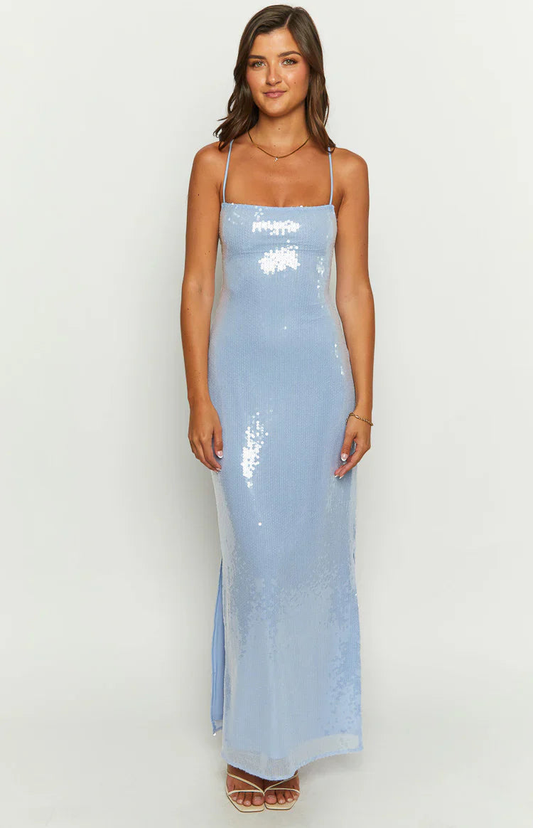 Sequin Slip Maxi Formal Dress | Manhattan Blue