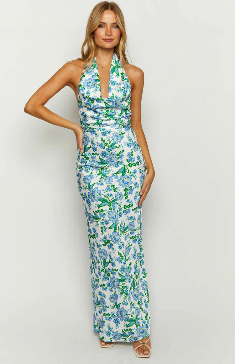 Marcella Floral Formal Maxi Dress | Blue